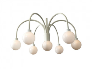 Kroonlamp wit met witte bol 250 mm Ø