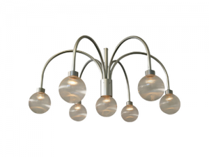 Kroonlamp zilver met prisma helder bol 250 mm Ø