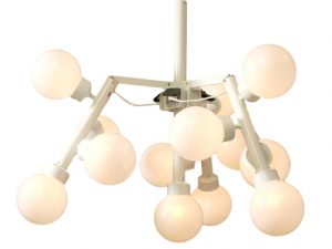 Hanging system for 3 rod lights white with 1 white globe 200 mm Ø