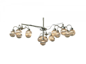 Ophangsysteem zilver voor 3 hanglampen met 1 prisma helder bol 200 mm Ø