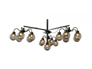 Hanging system for 3 hanging lamps black with 1 smoke globe 200 mm Ø