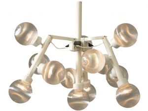 Ophangsysteem wit voor 3 staaflampen met 1 prisma helder bol 200 mm Ø