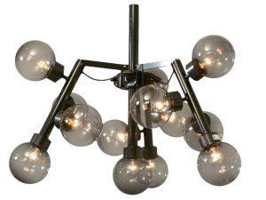 Ophangsysteem zwart voor 3 staaflampen met 1 rook bol 200 mm Ø
