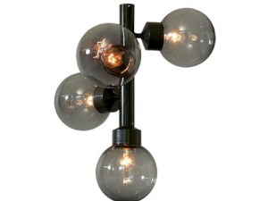 Staaflamp zwart met rook bol 200 mm Ø