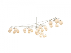 Ophangsysteem wit voor 6 hanglampen met 1 witte bol 200 mm Ø