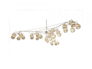 Ophangsysteem zilver voor 6 hanglampen met 1 prisma helder bol 200 mm Ø