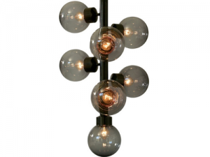 Staaflamp zwart met rook bol 200 mm Ø