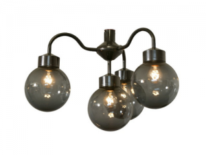994HZ Hanglamp zwart met rook bol 200 mm Ø