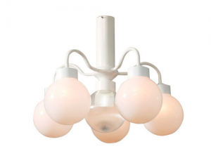 Noodverlichting hanglamp wit met witte bol 200 mm Ø