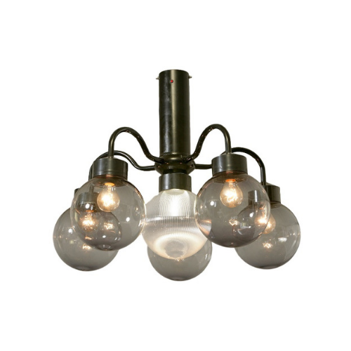 Noodverlichting hanglamp zwart met rook bol 200 mm Ø