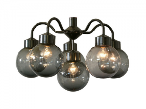 996HZ Hanglamp zwart met rook bol 200 mm Ø