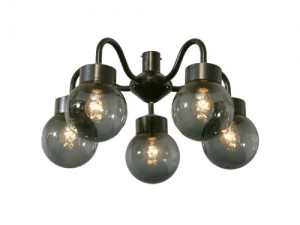 995HZ Hanglamp zwart met rook bol 200 mm Ø