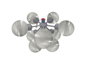 9910HCH Hanging light silver with clear prism globe 200 mm Ø
